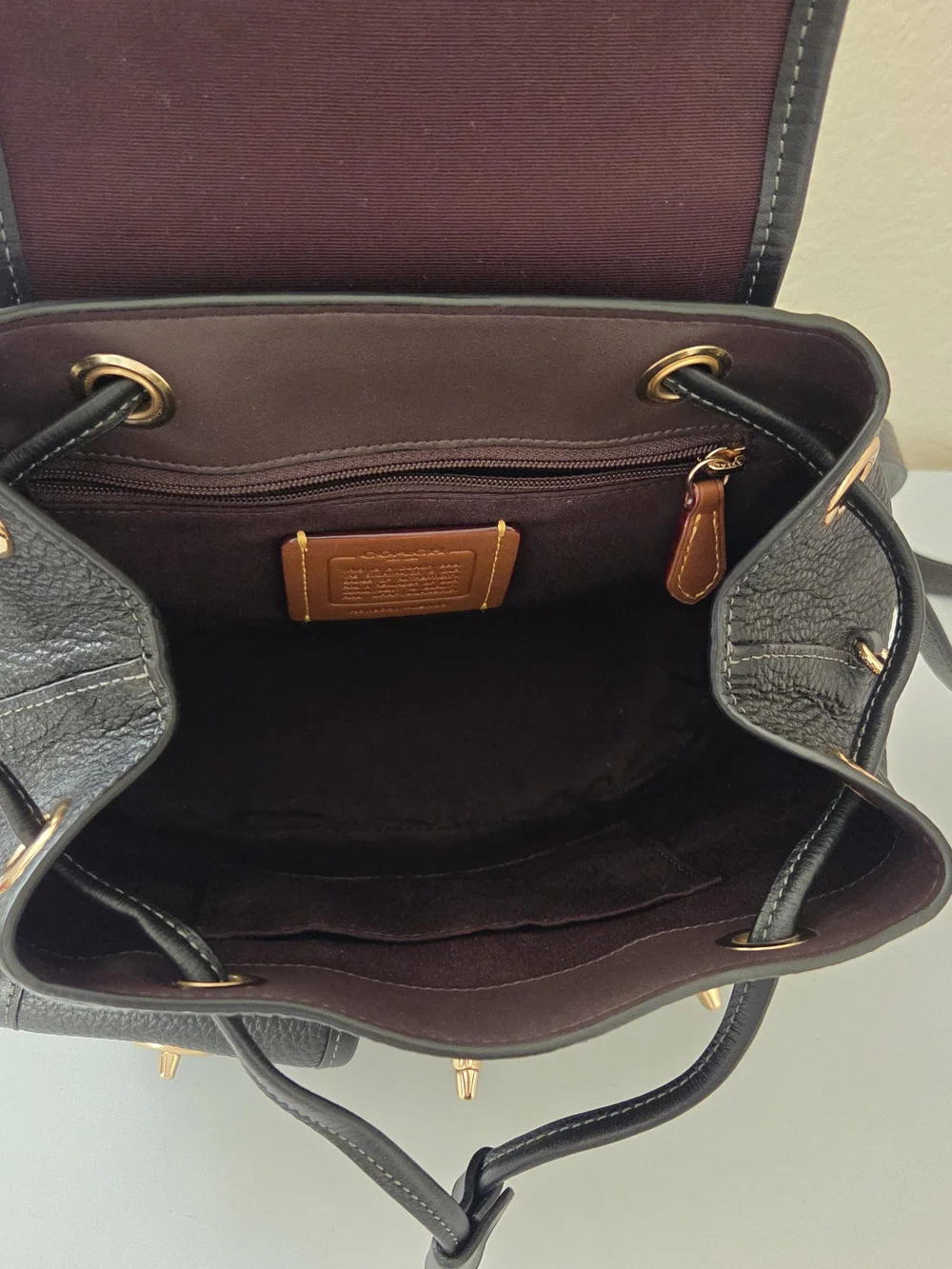 Coach Black Pebbled Leather Hadley Backpack with Gold Hardware